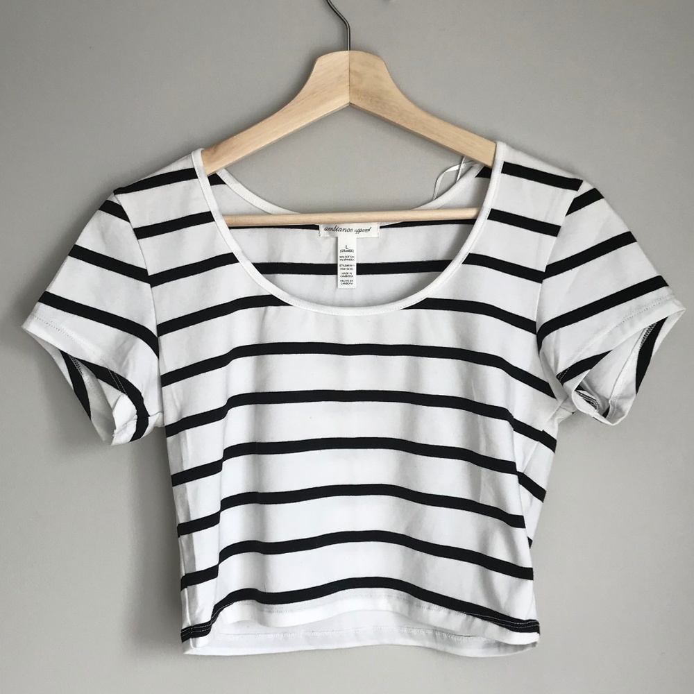White and Black Crop Top